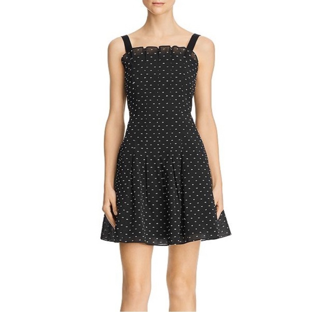 Rebecca Taylor black Birds Eye embroidered mini dress